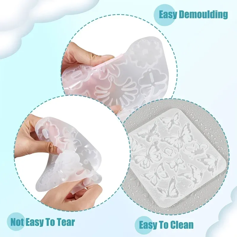 3 moules silicone papillon floral pour bijoux