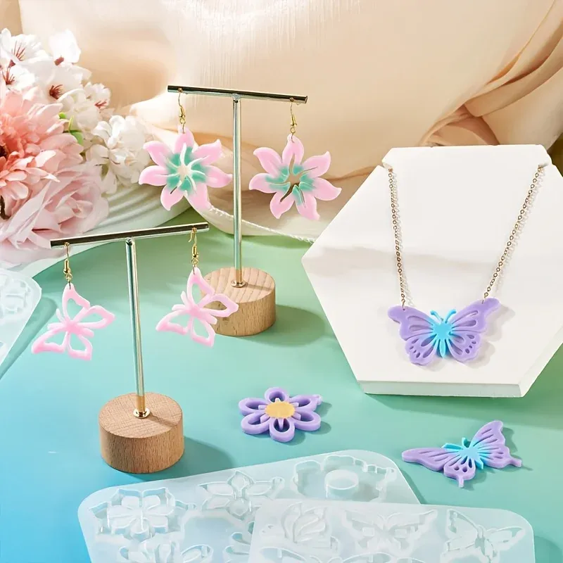 3 moules silicone papillon floral pour bijoux