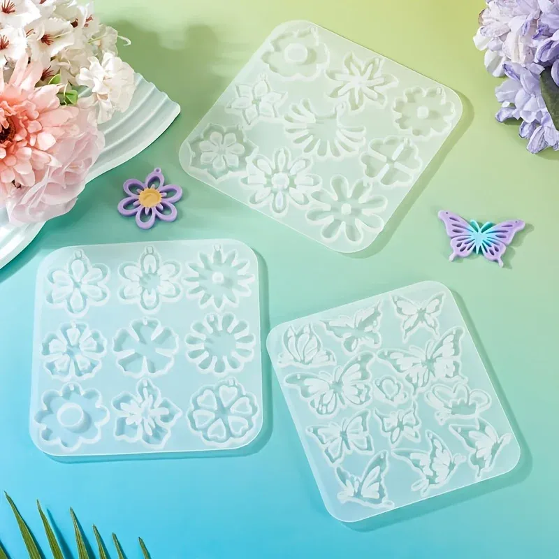 3 moules silicone papillon floral pour bijoux