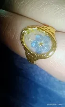 Avis clients – Bague résine fleurs séchées acier inoxydable géométrique
