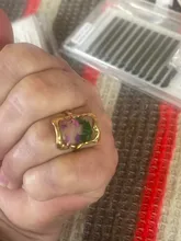 Avis clients – Bague résine fleurs séchées acier inoxydable géométrique