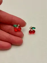 Avis clients – Boucles d'oreilles cerise résine rouge zircon brillant