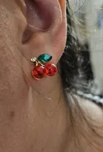 Avis clients – Boucles d'oreilles cerise résine rouge zircon brillant