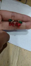 Avis clients – Boucles d'oreilles cerise résine rouge zircon brillant