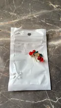 Avis clients – Boucles d'oreilles cerise résine rouge zircon brillant