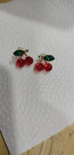 Avis clients – Boucles d'oreilles cerise résine rouge zircon brillant