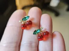 Avis clients – Boucles d'oreilles cerise résine rouge zircon brillant