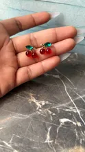 Avis clients – Boucles d'oreilles cerise résine rouge zircon brillant
