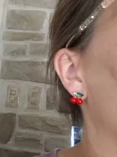 Avis clients – Boucles d'oreilles cerise résine rouge zircon brillant