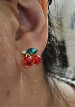 Avis clients – Boucles d'oreilles cerise résine rouge zircon brillant