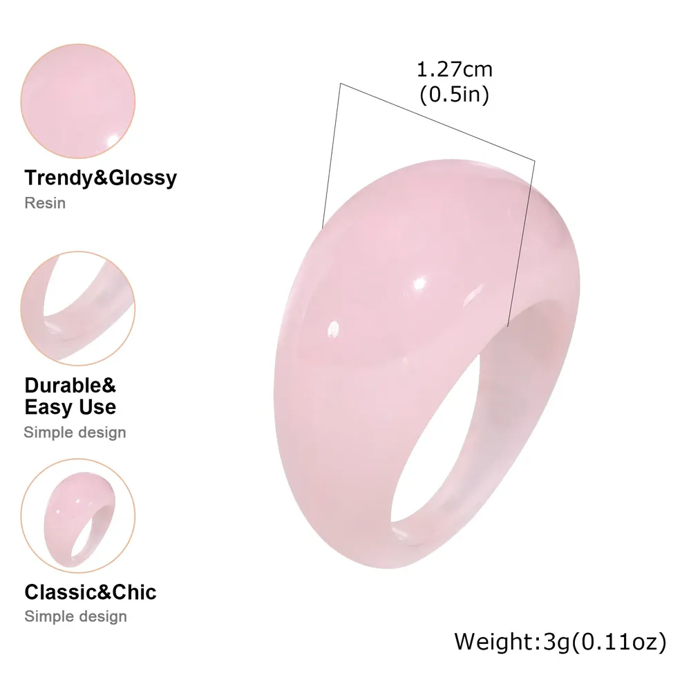 Bague géométrique résine acrylique couleur bonbon femme