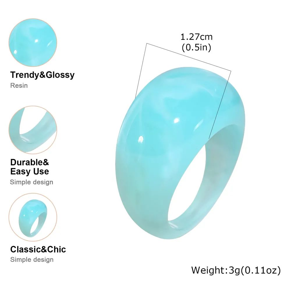 Bague géométrique résine acrylique couleur bonbon femme
