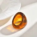 Bague large géométrique résine ambre vintage femme – 5