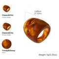 Bague large géométrique résine ambre vintage femme – 6