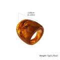 Bague large géométrique résine ambre vintage femme – Couleur de la pierre principale Amber Color