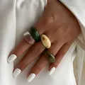 Bague résine acrylique géométrique ovale punk femme – 2