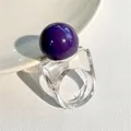 Bague résine boule carrée géométrique épaisse femme – Couleur de la pierre principale baolan