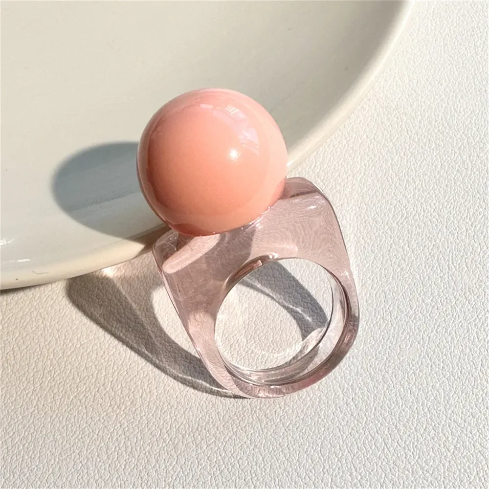 Bague résine boule carrée géométrique épaisse femme