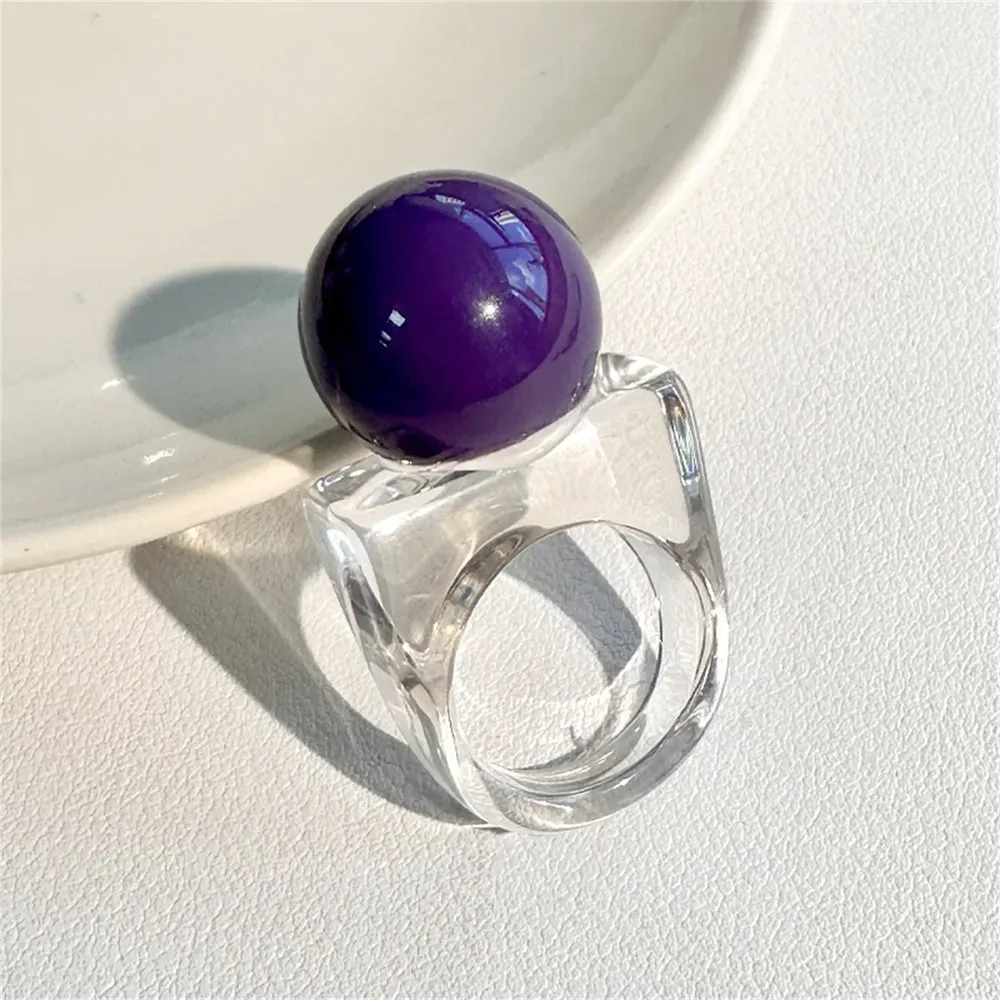Bague résine boule carrée géométrique épaisse femme