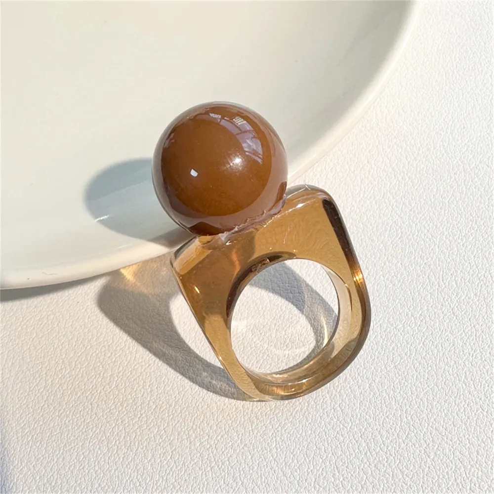 Bague résine boule carrée géométrique épaisse femme