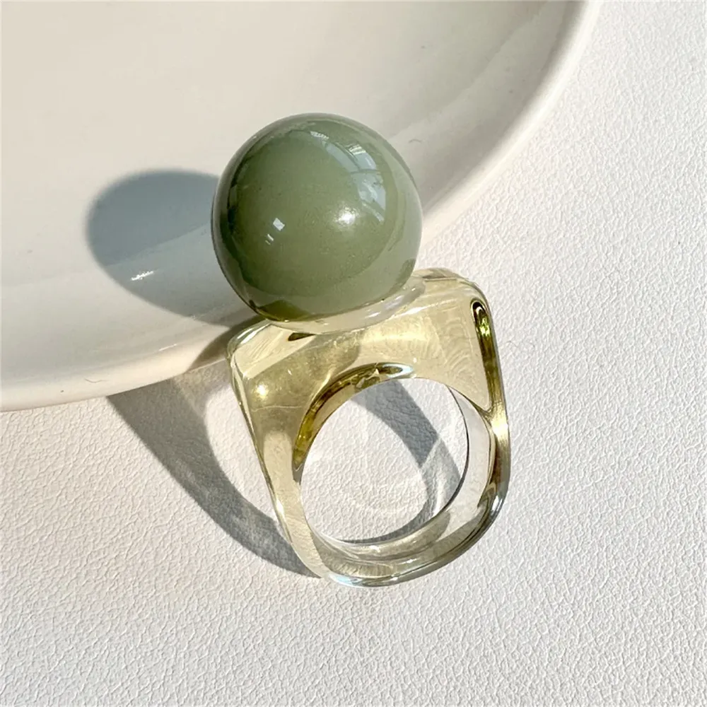 Bague résine boule carrée géométrique épaisse femme