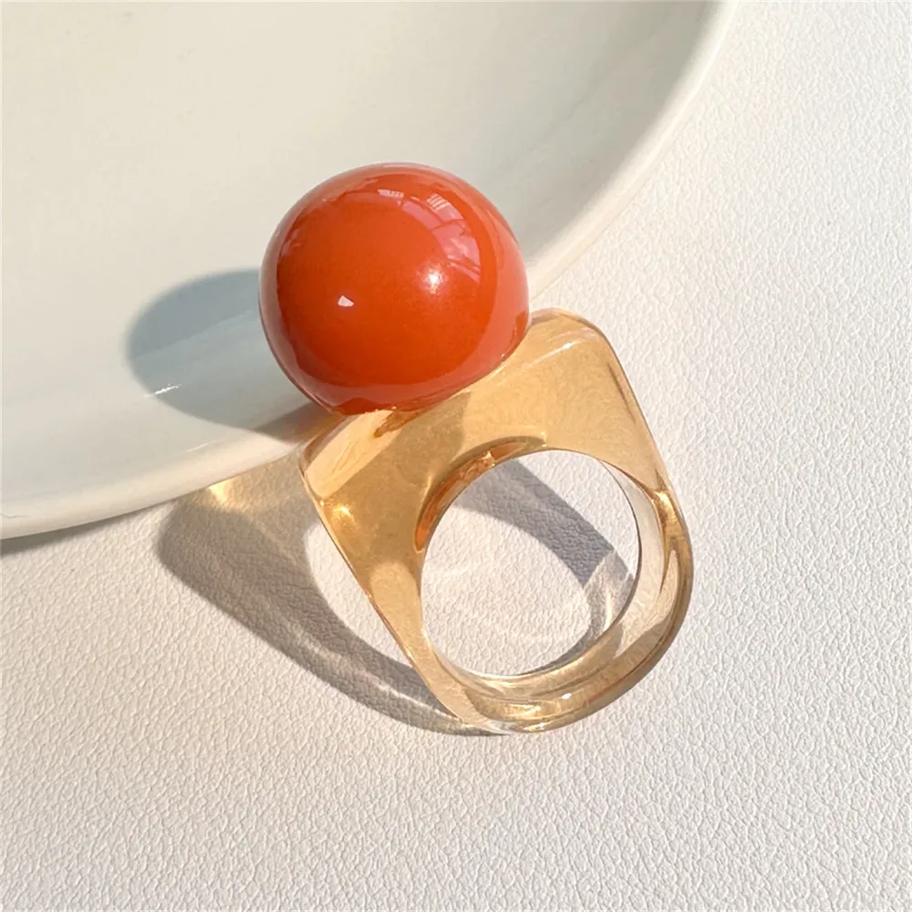 Bague résine boule carrée géométrique épaisse femme