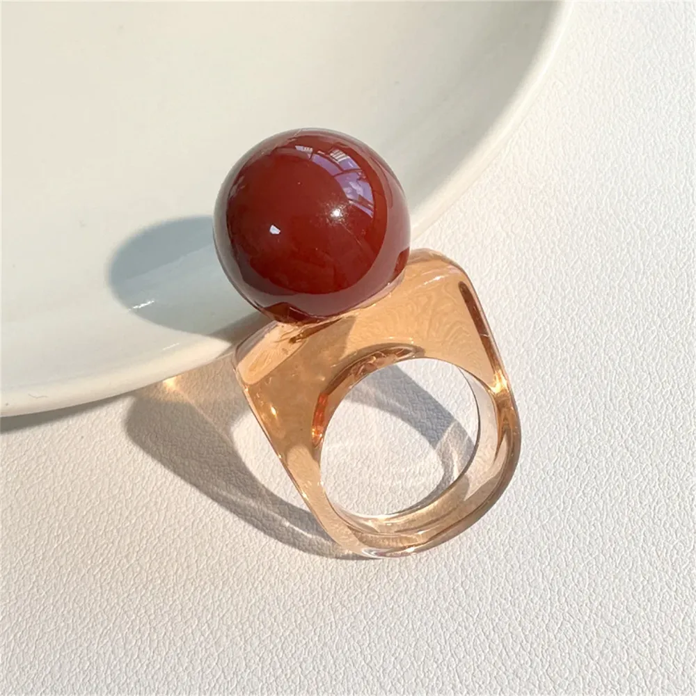 Bague résine boule carrée géométrique épaisse femme