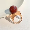 Bague résine boule carrée géométrique épaisse femme – Couleur de la pierre principale Jaune (ju)