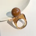 Bague résine boule carrée géométrique épaisse femme – Couleur de la pierre principale Rose (ka)