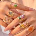 Bague résine fleurs séchées acier inoxydable géométrique – 1