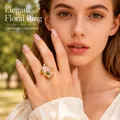 Bague résine fleurs séchées acier inoxydable géométrique – 2