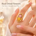 Bague résine fleurs séchées acier inoxydable géométrique – 3
