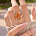 Bague résine fleurs séchées acier inoxydable géométrique – Couleur de la pierre principale RC-1040G