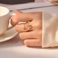 Bague résine fleurs séchées acier inoxydable géométrique – Couleur de la pierre principale RC-1041G