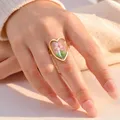 Bague résine fleurs séchées acier inoxydable géométrique – Couleur de la pierre principale RC-1042G