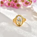 Bague résine fleurs séchées acier inoxydable géométrique – Couleur de la pierre principale RC-1043G
