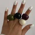 Bague résine plastique irrégulière géométrique boho – 3