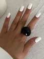 Bague résine plastique irrégulière géométrique boho – Couleur de la pierre principale Black