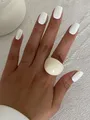 Bague résine plastique irrégulière géométrique boho – Couleur de la pierre principale off-white