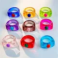 Bague résine Y2k colorée incrustée hip hop – 3