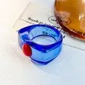 Bague résine Y2k colorée incrustée hip hop – Couleur de la pierre principale baolan