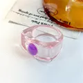 Bague résine Y2k colorée incrustée hip hop – Couleur de la pierre principale fen