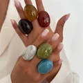 Bagues résine acrylique géométrique punk pour femme – 5