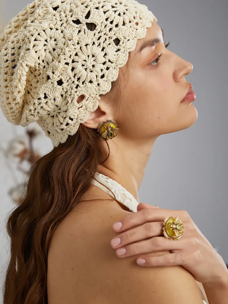 Bagues résine vintage papillon or pour femme luxe