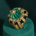Bagues résine vintage vert strass pour femme mariage – 1