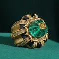 Bagues résine vintage vert strass pour femme mariage – 2