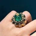 Bagues résine vintage vert strass pour femme mariage – 4