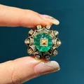 Bagues résine vintage vert strass pour femme mariage – 5