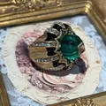 Bagues résine vintage vert strass pour femme mariage – 8