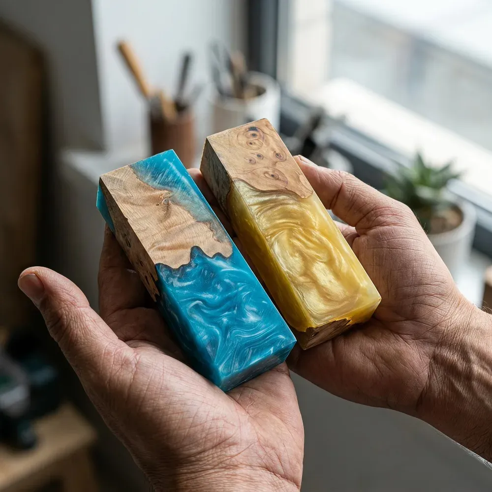 Bloc bois stabilisé résine époxy pour fabrication de manches et stylos